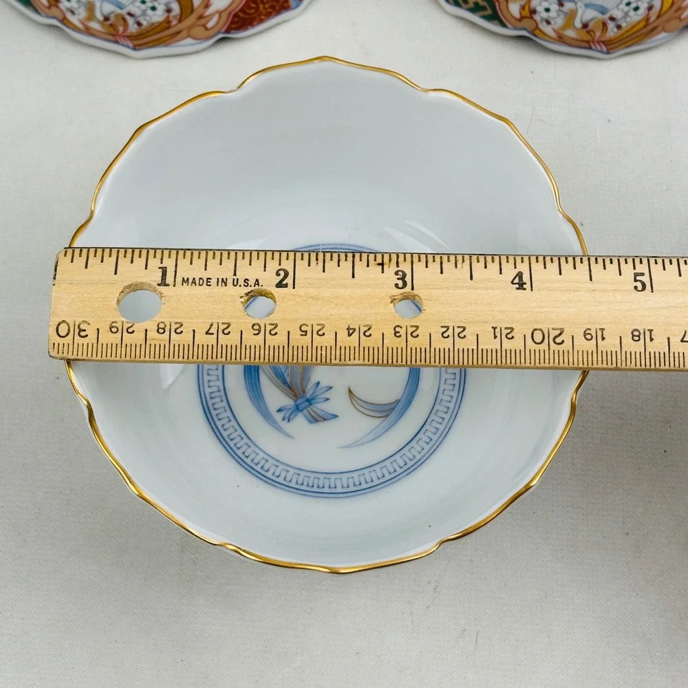Andrea by Sadek Stork & Blossom Scalloped Bowl Set of 5 Imari Japanese Porcelain